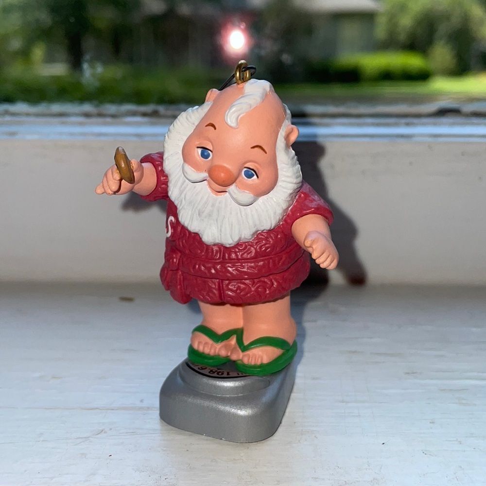 Vintage Hallmark 1986 “Tipping the Scales” Santa on a weight‎ scale ornament
